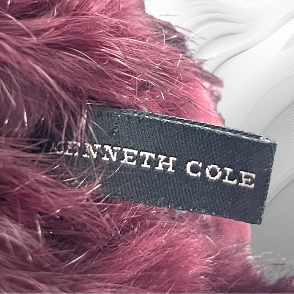 Kenneth Cole Aubergine Plum Purple Rabbit Fur Stole - Picture 6 of 11